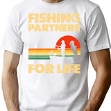 Couples Fishing Tees Retro Vintage Fishing Partners For Life - White