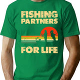 Couples Fishing Tees Retro Vintage Fishing Partners For Life - Green