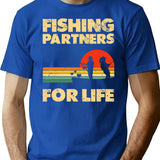 Couples Fishing Tees Retro Vintage Fishing Partners For Life - Blue