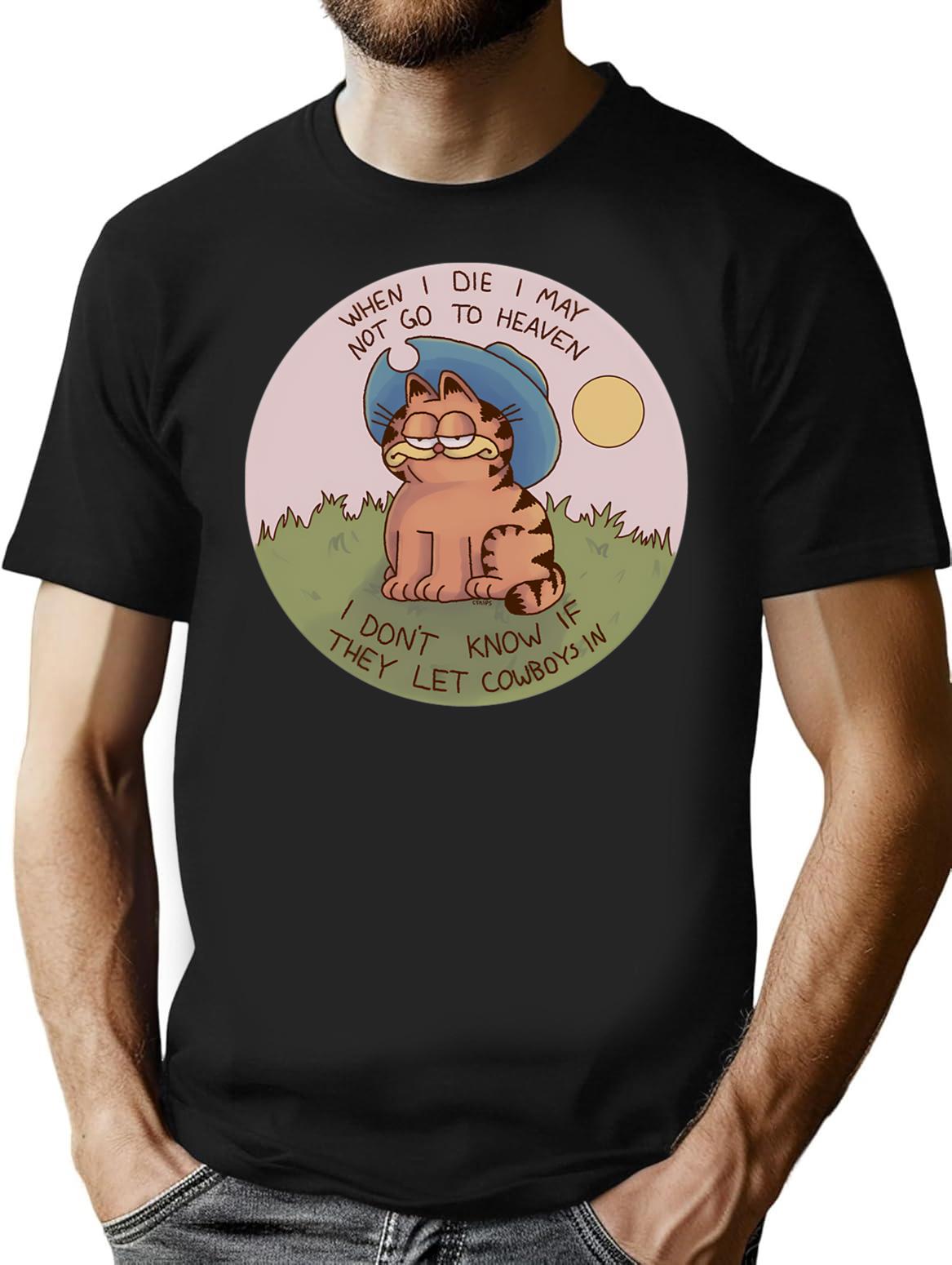 Cowboy Garf T-Shirt - Retro Graphic Tee for Men & Women - Black