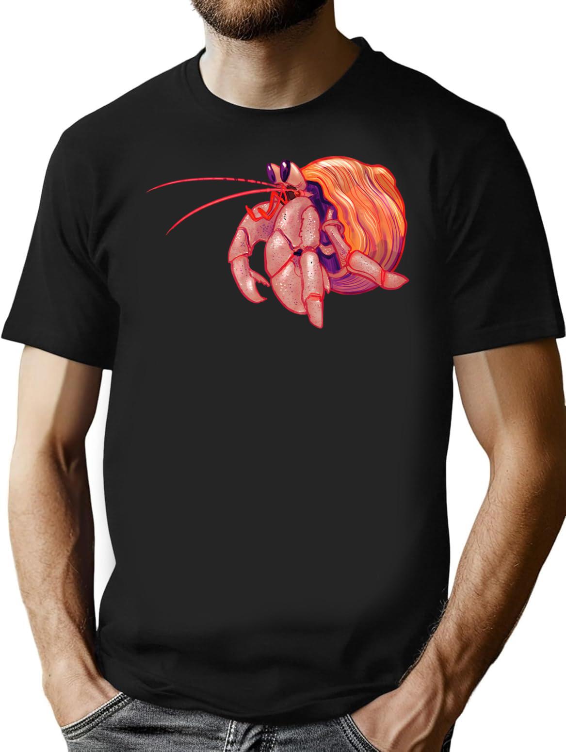 Crab Hermit T-Shirt - Retro Graphic Tee for Men & Women - Black