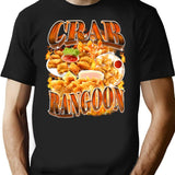 Crab Rangoon Meme Bootleg Rap Style 90s Vintage Funny 1990s T-Shirt - Black