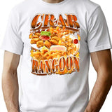 Crab Rangoon Meme Bootleg Rap Style 90s Vintage Funny 1990s T-Shirt - White