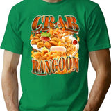 Crab Rangoon Meme Bootleg Rap Style 90s Vintage Funny 1990s T-Shirt - Green