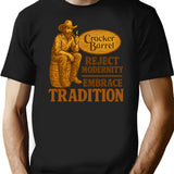 Cracker Barrel - Embrace Tradition T-Shirt - Retro Graphic Tee for Men & Women - Black