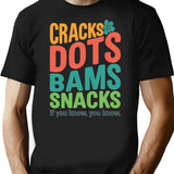 Cracks Dots Bams Snacks Retro Mahjong Tee - Black