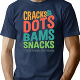 Cracks Dots Bams Snacks Retro Mahjong Tee - Navy