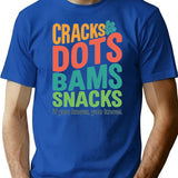 Cracks Dots Bams Snacks Retro Mahjong Tee - Blue