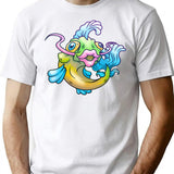 Crazy Fish (1) T-Shirt - Retro Graphic Tee for Men & Women - White