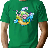 Crazy Fish (1) T-Shirt - Retro Graphic Tee for Men & Women - Green