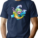 Crazy Fish T-Shirt - Retro Graphic Tee for Men & Women - Navy