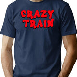 Crazy Train Psycho Design T-Shirt - Retro Graphic Tee for Men & Women - Navy