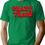 Crazy Train Psycho Design T-Shirt - Retro Graphic Tee for Men & Women - Green