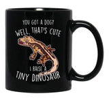 Crested Gecko Tiny Dinosaur Black Coffee Mug, Gift Coffee Mug - Black