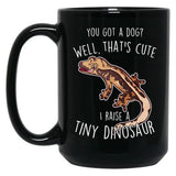 Crested Gecko Tiny Dinosaur Black Coffee Mug, Gift Coffee Mug