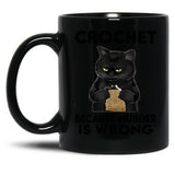 Crocchet Cat Black Coffee Mug, Gift Coffee Mug