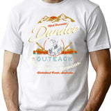 Crocodile Dundee Outback Survival School T-Shirt - Retro Graphic Tee for Men & Women - White