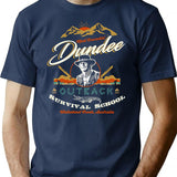 Crocodile Dundee Outback Survival School T-Shirt - Retro Graphic Tee for Men & Women - Navy