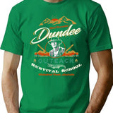 Crocodile Dundee Outback Survival School T-Shirt - Retro Graphic Tee for Men & Women - Green