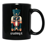 Crushing It - Nutcracker With Sunglasses - Festive Humor Black Coffee Mug, Gift Coffee Mug - Black