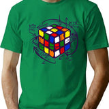 Cubiks Math On Light T-Shirt - Retro Graphic Tee for Men & Women - Green
