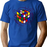 Cubiks Math On Light T-Shirt - Retro Graphic Tee for Men & Women - Blue