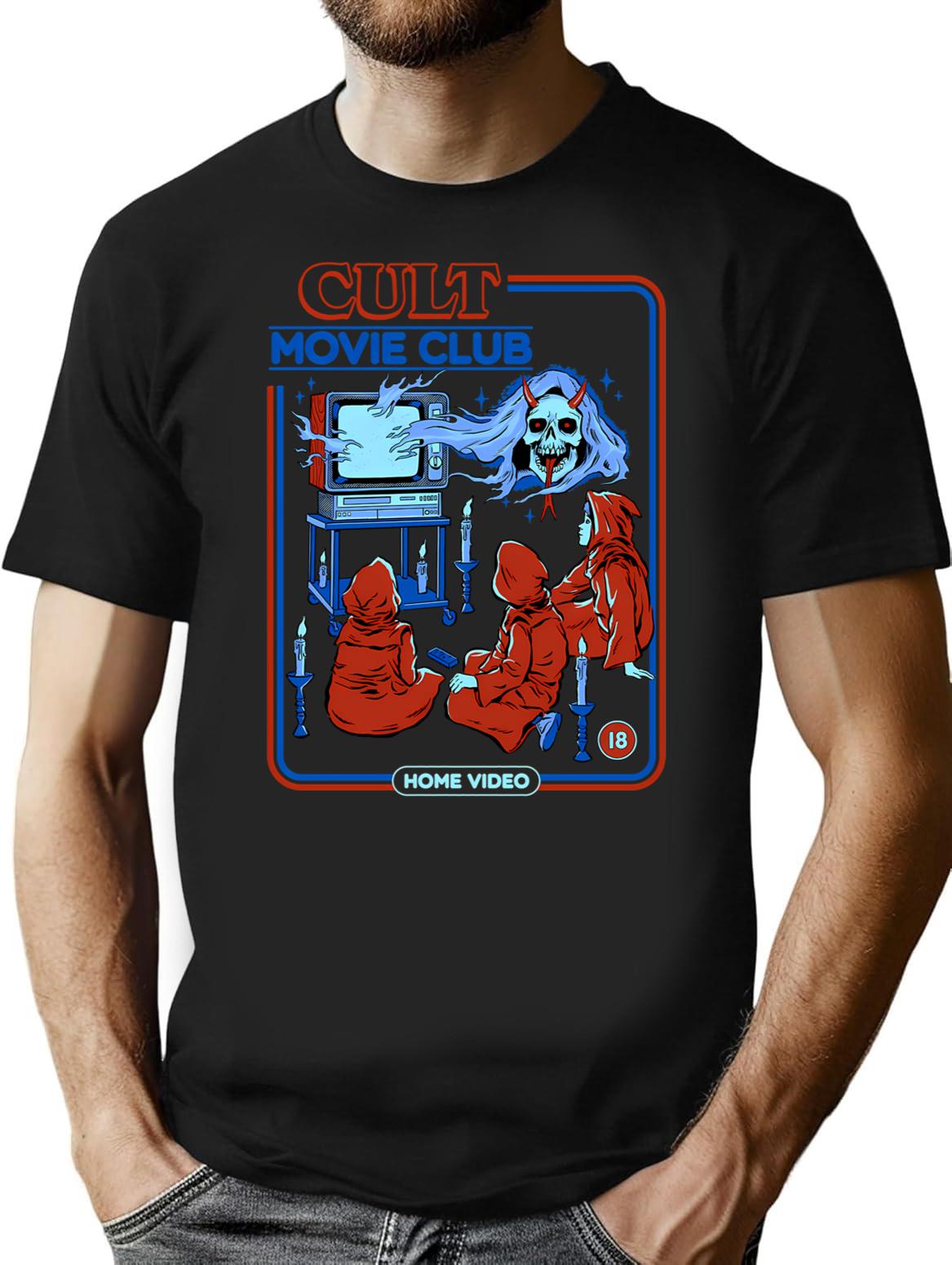 Cult Movie Club T-Shirt - Retro Graphic Tee for Men & Women - Black