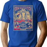 Cuphead Grim Matchstick Fiery Frolic T-Shirt - Retro Graphic Tee for Men & Women - Blue