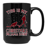 Curling Shirt Bonspiel Winter Sports Christmas Pajama Xmas Black Coffee Mug, Gift Coffee Mug - Black