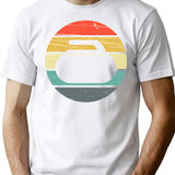 Curling Vintage Retro T-Shirt - Retro Graphic Casual Tee - White