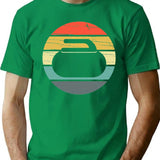 Curling Vintage Retro T-Shirt - Retro Graphic Casual Tee - Green