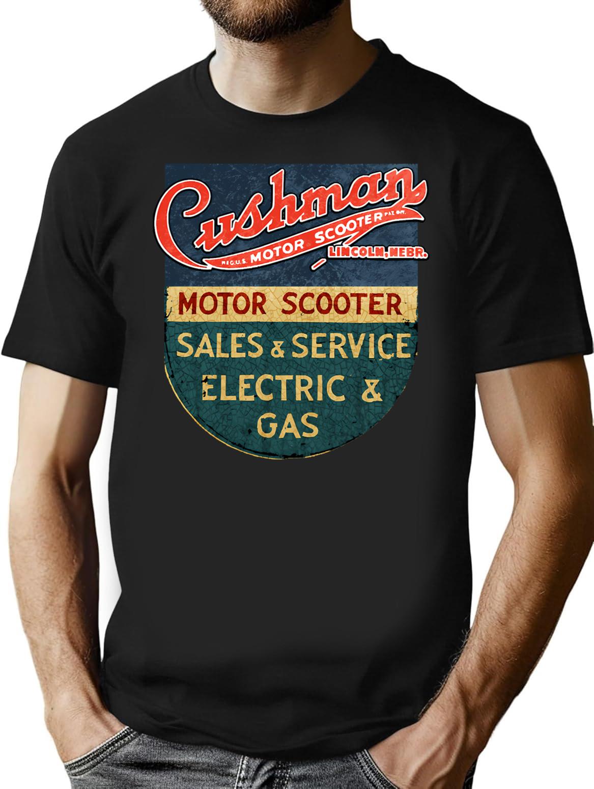 Cushman Vintage Electric Vehicles Usa T-Shirt - Retro Graphic Casual Tee - Black