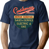 Cushman Vintage Electric Vehicles Usa T-Shirt - Retro Graphic Casual Tee - Navy