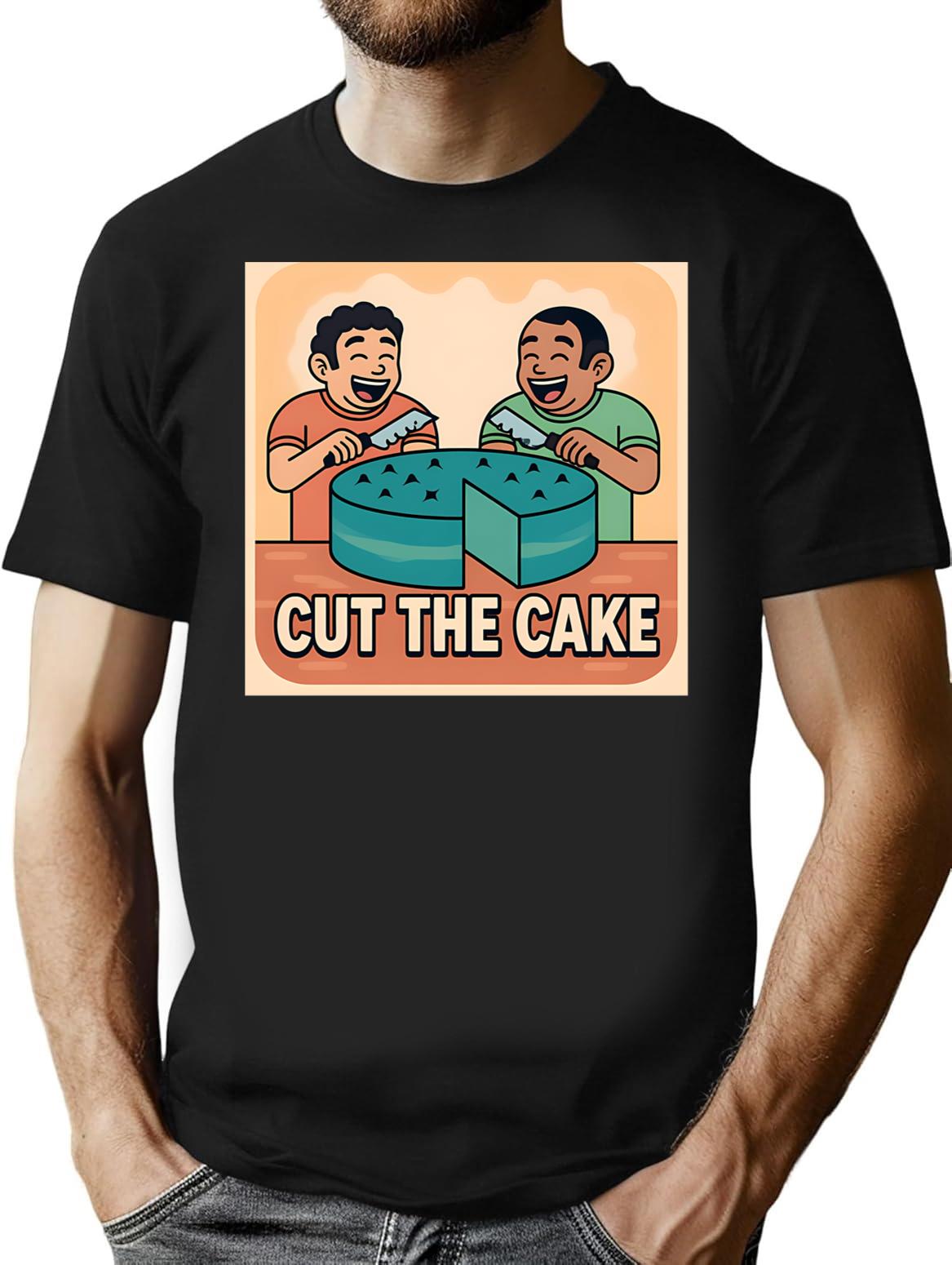 Cut The Cake T-Shirt - Retro Graphic Tee for Men & Women - Black