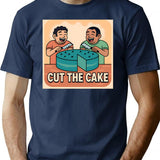Cut The Cake T-Shirt - Retro Graphic Tee for Men & Women - Navy