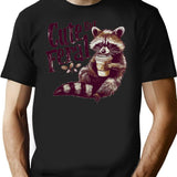 Cute But Feral Vintage Raccoon Shirt For Men For Women Funny Loves Coffee Gift T-Shirt - Black