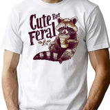 Cute But Feral Vintage Raccoon Shirt For Men For Women Funny Loves Coffee Gift T-Shirt - White