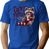 Cute But Feral Vintage Raccoon Shirt For Men For Women Funny Loves Coffee Gift T-Shirt - Blue