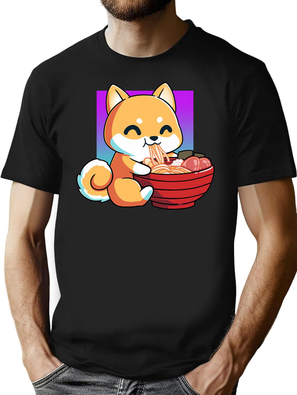 Cute Fox The Great Ramen Off Kanagawa T-Shirt - Black
