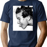 Cute Girl T-Shirt - Retro Graphic Tee for Men & Women - Navy