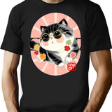 Cute Kitten Wear Sunglasses T-Shirt - Retro Graphic Tee for Men & Women - Black