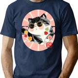 Cute Kitten Wear Sunglasses T-Shirt - Retro Graphic Tee for Men & Women - Navy