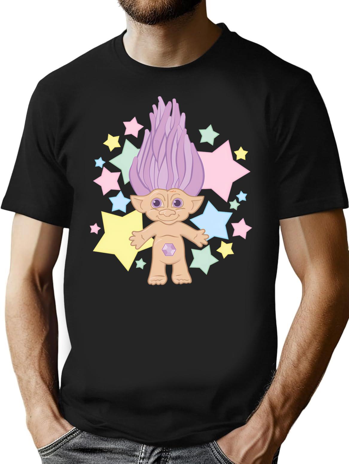 Cute Lucky Troll T-Shirt - Retro Graphic Tee for Men & Women - Black