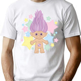 Cute Lucky Troll T-Shirt - Retro Graphic Tee for Men & Women - White