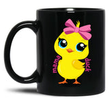 Cute Mama Duck Mom Mothers Day Black Coffee Mug, Gift Coffee Mug