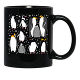 Cute Penguin Pattern Black Coffee Mug, Gift Coffee Mug - Black