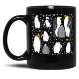 Cute Penguin Pattern Black Coffee Mug, Gift Coffee Mug