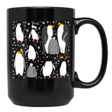 Cute Penguin Pattern Black Coffee Mug, Gift Coffee Mug - Black