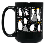 Cute Penguin Pattern Black Coffee Mug, Gift Coffee Mug