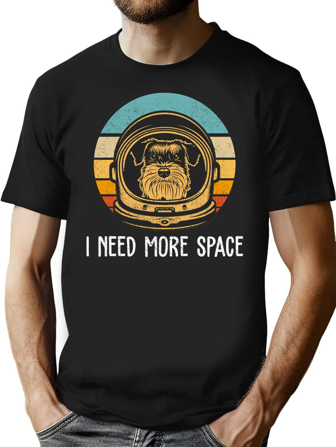 Cute Schnauzer Astronaut - Funny Schnauzer T-Shirt - Black
